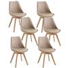 STONES HOME FURNITURE, Set di 6 sedie, Pelle Sintetica, Tortora, 52x48,5x82 cm, H Seduta 43 cm, 6 unità