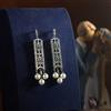 Orecchini A Cerniera Argento Art Deco CZ Verde Perla Matrimonio Filigrana BE5