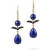 Boucles d'Oreilles Doré Stile Art Nouveau Foglia Goccia Lapis Blu SB8