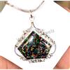 925 Pendente Argento Sterling Accensione Fuoco Nero Opale Design Mano Ciondolo