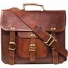 Fatto a mano 24" Borsa Laptop Uomo Messenger Tracolla Cuoio Vintage Fatta A Mano Marrone