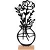 UNUS Espositore decorativo Cosmea fiore in vaso in metallo con base in bambù