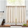 TOPICK Tenda a rete da bistrò in lino 90L x 90Acm Marrone su Beige 2 pezzo