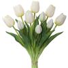 Wihozte Tulipani artificiali come veri, 10 tulipani artificiali con 6 tulipani e 4 boccioli di tulipani, fiori artificiali in silicone per casa, bouquet di nozze, feste (bianco)