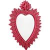 Baroni Home Specchio Ex Voto Cuore Sacro con Raggi in Resina Rosso, Decorazione da Parete con Gancio, Specchio da Parete, Ingresso, Soggiorno, Camera da Letto 30x3x38 cm