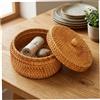 Comebachome Cestino in Vimini con Coperchio, Cestino Portaoggetti in Rattan Naturale per l'Organizzazione della Casa, Scatola Decorativa Rotonda per Chiavi, Snack, Frutta, Rotondo, Vimini con Coperchio, Porta