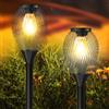Ortiny Luci Solari Esterno, 2 Pezzi Luci Solari da Giardino 2024 Aggiornato Bianco Caldo IP65 Impermeabile Auto On/Off Lampade Solari da Giardino per Patio, Cortile, Vialetto, Prato