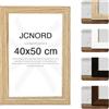 JCNORD Cornice Portafoto in Legno MDF Color Rovere 40x50 cm con Vetro Acrilico Infrangibile | Moderna per Pareti e Tavoli