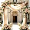 FESSOSKO Mantovana per arco nuziale, Champagne tenda per arco nuziale 75x800 cm, tenda decorativa in chiffon e tulle, decorazioni per sedie, palchi per feste, fondali per photo booth