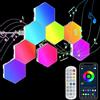 GIACOMO Esagonali LED Luci Parete, 8PCS Esagonale Muro Luci, Smart RGB Gaming Pannelli con App e Telecomando, Sincronizzazione Musicale Esagono Parete Lampada, per Sala Giochi,Decorazione Della Stanza