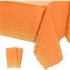 YAAVAAW 2 pezzi 137 x 274 cm arancione e oro a pois tovaglie usa e getta, rettangolare impermeabile tovaglia in plastica decorazione da tavolo per compleanno, feste, matrimoni, picnic, Halloween