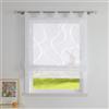 CORLIF Tenda a pacchetto per cucina, in campagna, trasparente, con motivo ondulato, moderna, con passanti, colore bianco, 60 x 140 cm (larghezza x altezza)