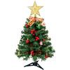 Uten Mini Albero di Natale, 60 cm Alberi di Natale con 50 Luci LED, 6 Gruppi Bacche Rosse, 6 Pigne, Stelle, Fiocchi e 20 Palline di Natale per Ufficio, Soggiorno, Davanzale