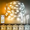 HOUHUI Ghirlanda luminosa a LED da 15 m, luce bianca calda a fredda, per interni ed esterni, con telecomando, 8 modalità, 2700 K-6500 K, dimmerabile, IP67, impermeabile, per Natale, camera da letto