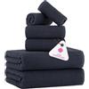 CASA COPENHAGEN Texture Popcorn Set di 6 Asciugamani Designer con, 100% Cotone Egiziano, Indigo, 600 g/m² — 2 Teli Bagno, 2 Asciugamani Mani, 2 Ospiti — Set Regalo per Donne e uomini