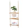 PH PandaHall 3 Livello Scaffali di Corda in Legno Mensola Sospesa con Corda, Scaffale da Appendere da Parete Stile Boho per la Casa Corridoio Camera da Letto Cucina
