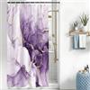 Uiiooazy Tenda Doccia Antimuffa 120x180cm Effetto Marmo Violetto Gradiente | Tenda da Doccia Sfumata Lavanda Moderna Impermeabile Tessuto in Poliestere Lavabile per Vasca da Bagno con 8 Anelli