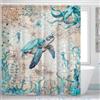 FIUTEKO Tenda Doccia 180x180 cm Tartarughe Marine, Antimuffa per Bagno | Tenda doccia antimuffa in poliestere impermeabile con tema marino, orlo appesantito, occhielli rinforzati e 12 ganci