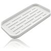 HvOvMvE Organizer in silicone per lavello da cucina e bagno, per spugna, spazzola per piatti e dispenser di sapone (colore bianco, 1 confezione, 25,4 x 12,4 cm)