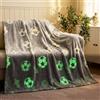 YPLANGENT Coperta morbida che si illumina al buio 130x150 cm stampa calcio Coperta che si illumina al buio albero di Natale Coperta da divano per bambine e bambini (H, 130x150cm)