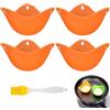 ACKKOR Set di 4 Cuociuova in Silicone con Pennello per Olio, Stampi per Uova in Camicia Antiaderenti Riutilizzabili per Friggitrice ad Aria, Microonde e Fornello, Facile Rilascio e Pulizia (Stile 3)
