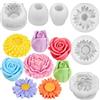 Cuxawamiyo Stampi in Silicone Fiori 6 Pezzi, stampi per colata Silicone Rosa Tulipano Girasole peonia Margherita crisantemo, stampi per Candele Silicone per Sapone Resina Gesso Fai-da-Te