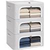 Generico LH PureForm Organizer Armadio Set 3 Scatole Cambio Stagione 24L Rigide con Telaio in Metallo, Finestra PVC e Doppia Apertura per Vestiti, Maglioni e Jeans