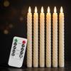 Probuk Candele LED, Set da 6 Candele Finte Torsadate Avorio Senza Fiamma, con Telecomando, Luce Tremolante, Dimmerabili, Timer 2/4/6/8 Ore, 25,5 cm, per Matrimonio, Natale e Altre Occasioni