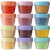 LATERN 12 Pezzi Contenitori per Condimento per Insalata con Coperchi, 80ml /2,7oz Tenuta Stagna Contenitori in Plastica per Salse con Tacche Graduate per Snack Cucina Conservazione Campeggio Viaggio