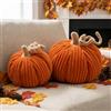 Ywlake Set di 2 Cuscini Zucca Autunnale, Decorazione Halloween Cuscino Decorativo Forma Zucca Righe Morbido 3D per Divano Camera Da Letto Decorazione Autunnale Ringraziamento (Arancione)