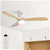 Sofucor Ventilatore da Soffitto con Luce, Legno Massiccio,Telecomando | 132 cm, 6 Velocità, Silenziatore DC Reversibile, Timer per Camera