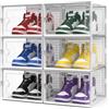 YOPOTIKA Set di 6 scatole per scarpe bianche, impilabili, ventilate, organizer per scarpe trasparenti con coperchio per scarpiera/scarpiera (33,5 x 23 x 14 cm)
