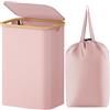Lifewit Cesta Portabiancheria 80 L con Coperchio, Grande Cesto Biancheria Pieghevole in Bambù con Sacco Interno, Portabiancheria Salvaspazio, Laundry Basket per Camera da Letto, Bagno, Rosa