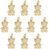 SUNNYCLUE 1Scatola 10 Pezzi Ciondoli Orsetto Ciondolo Orsetti Gommosi Ciondolo Ottone Placcato Oro 18K Micro Pavimenta Cubic Zirconia Animale Animale per Creazione di Gioielli Collan