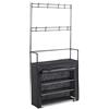 IlGruppone Scarpiera con Appendiabiti Salvaspazio 60/80x26x168 cm, Armadio Portascarpe in Metallo con 8 Ganci, Mobile Ingresso Colore Nero, Organizzatore per Ingresso e Camera (Con Appendiabiti - 80x26x168 cm)