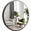 Gozos Obejo - Specchio Da Parete Moderno Industriale - Specchio Da Parete Rotondo In Legno E Materiale Di Montaggio Incluso, Dimensioni 47x47x2,2 cm - Specchio Rotondo Decorativo, Specchio Moderno