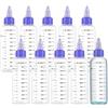 BENECREAT 10 Confezione Da 100 ml di Flaconi di Plastica Da Spremere con Scala PET Trasparente Blu con Tappo A Vite Flaconi di Erogazione Graduati per Inchiostro Liquido, Oli, Gel, Colla