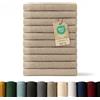 Blumtal Asciugamani Bagno, Asciugamani Viso Super Assorbenti, 100% Cotone Certificato Oeko-Tex 100, 12 Salviette Viso (30x30cm), Tortora
