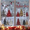decalmile Adesivi per Finestra Plaid Rosso Nero Alberi di Natale Adesivi | Anti-Collisione, Elettrostatici Adesione, Stampa su Doppia Faccia, Visibile su Entrambi i Lati, Impermeabile, Rimuovibile