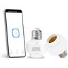 QIACHIP Portalampada Wifi E27, Lampada Presa wireless Base lampadina 110V 220V, Presa per lampadina con App ewelink, supporto Timer, Scene, Compatibile con alexa e google