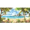 MIRRORANG 61x30cm Acquario Tropicale Sfondo Cascata Palme Mare Luce Solare Pesce Serbatoio Sfondo