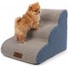 CareCooo Scaletta per cani 3 gradini, 60 x 40 x 40 cm, grigia | Antiscivolo, schiuma ad alta densità, rivestimento sfoderabile, per cani anziani e piccoli, letto e divano