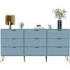 UEV Cassettiera 9 Cassetti, Como con Motivo a Linea, 150x34x74cm, Verde | Mobile con Cassetti, Credenza Moderna per TV, Mobile per Soggiorno Corridoio Cucina