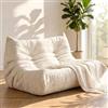 Fucxeoy Poltrone a Sacco Angolari, Poltrona Da Camino, Divano Comodo E Rilassante, Poltrona Singola Ergonomica, Poltrona Senza Braccioli Per Soggiorno, Camera Da Letto, Dormitorio, Salone (Bianco latte)