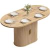 HOMCOM Tavolo ovale spesso 140x70x75cm Rovere | Tavolo da cucina per 6 persone, ante scorrevoli, 6 scomparti, stile fattoria, per soggiorno