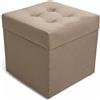 Velora Home&Living VELORA H&L Pouf Contenitore 45 x 45 cm Beige - Pouf in Velluto con Seduta Imbottita, Struttura Solida, Portata fino a 150 kg, Sgabello Poggiapiedi per Soggiorno Camera e Ingresso