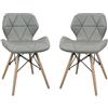 milani home - Set Di 2 Sedie Da Cucina Moderna Di Design In Ecopelle Di Design Similpelle Stile Moderno Gambe In Legno Per Sala Da Pranzo, Cm 41x49x71 H - Grigio