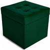 Velora Home&Living VELORA H&L Pouf Contenitore 45 x 45 cm Verde scuro - Pouf in Velluto con Seduta Imbottita, Struttura Solida, Portata fino a 150 kg, Sgabello Poggiapiedi per Soggiorno Camera e Ingresso