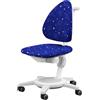 Moll Maximo, sedia girevole per bambini con crescita, regolabile in 3 dimensioni, telaio bianco, imbottitura (Motiv23-Galaxy)