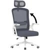 naspaluro Sedia da Ufficio Ergonomica con Schienale Alto, Sedia Scrivania a Rete Traspirante con Poggiatesta Regolabile, Supporto Lombare, Braccioli Ribaltabili e Cuscino Confortevole, Blu scuro